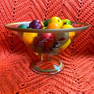 Fruit Bowl & tiny fruit,fragile glass bowl,small fruit lime,pomegranate,apple